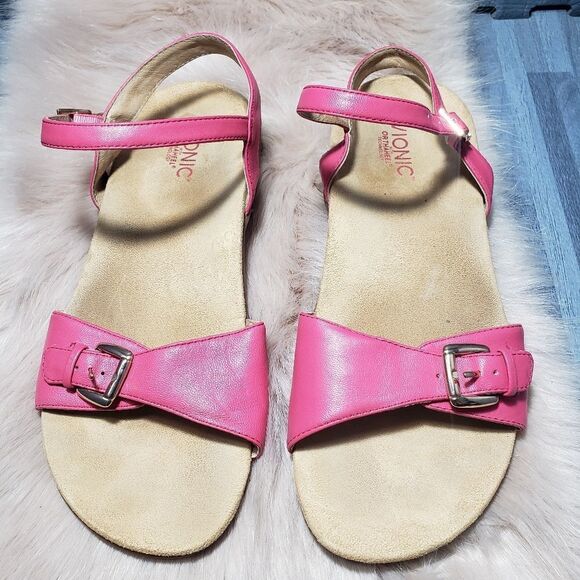 Vionic Fuchsia Alita Pink Leather Sandal - Picture 1 of 5